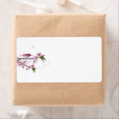 Roze kolibrie en bloemen Verzendlabels Etiket (Insitu)