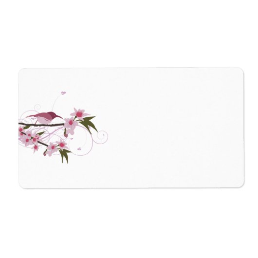Roze kolibrie en bloemen Verzendlabels Etiket (Voorkant)