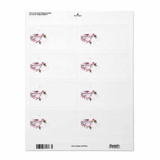 Roze kolibrie en bloemen Verzendlabels Etiket (Full Sheet)