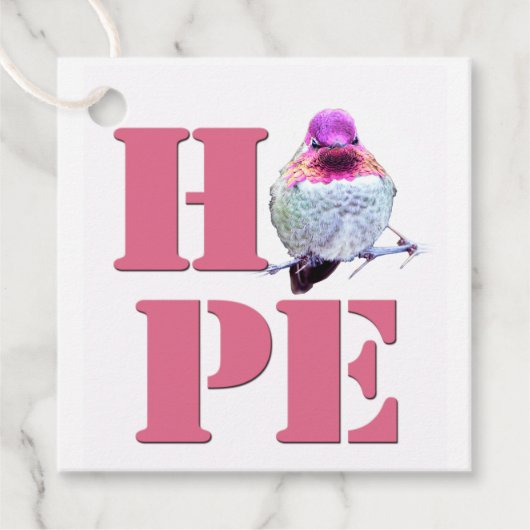 Roze kolibrie foto HOPE Gift Label (Voorkant)