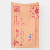 Roze kolibrie Logo QR Code Peach Fuss Business Spandoek (Verticaal)