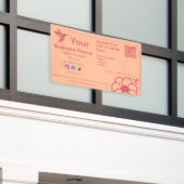 Roze kolibrie Logo QR Code Peach Fuss Business Spandoek (Buitenkant Gebouw)