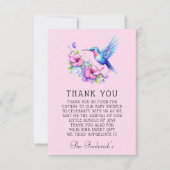 Roze kolibrie meisje Baby shower Dank u Bedankkaart (Voorkant)