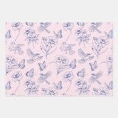 Roze Kolibrie & Vlinder Bloemen Wrapping Inpakpapier Vel (Voorkant 2)