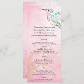 Roze kolibrie Waterverf bruiloft Menu (Voorkant / Achterkant)