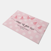 Roze kom als je persoonlijk welkom bent deurmat (Schuin)