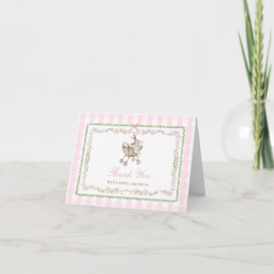 Roze Konijn Baby Shower Boog Grandmillennial Bloem Bedankkaart