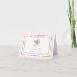 Roze Konijn Baby Shower Boog Grandmillennial Bloem Bedankkaart