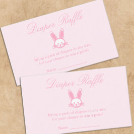 Roze Konijn Baby Shower Luier Raffle Informatiekaartje