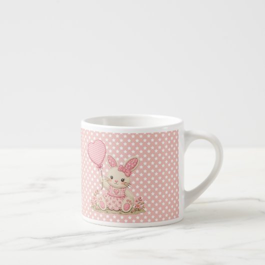 Roze konijn ballon espresso kop (Rechts)