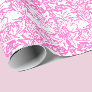 Roze Konijn & Botanische Stijl in Vintage Uitvoeri Cadeaupapier