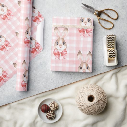 Roze konijn cadeau cadeaupapier (Crafts)