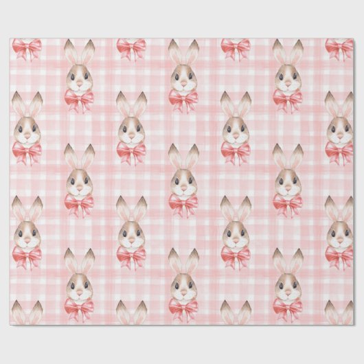 Roze konijn cadeau cadeaupapier (Vlak)