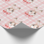 Roze konijn cadeau cadeaupapier (Hoek)