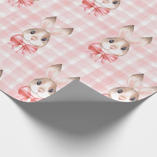 Roze konijn cadeau cadeaupapier (Hoek)