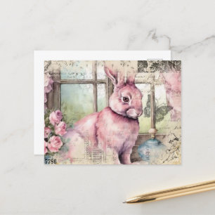 Roze Konijn  Collage Briefkaart