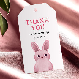 Roze konijn Dank je Cadeaulabel