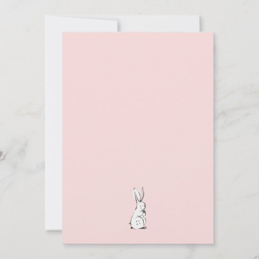Roze konijn derde verjaardag uitnodiging (Achterkant)