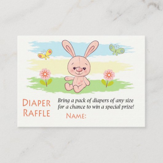 Roze konijn Diaper Raffle Tickets (Voorkant)