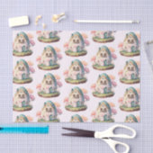 Roze konijn & ei gevormd huis kawaii patroon tissuepapier (Craft)