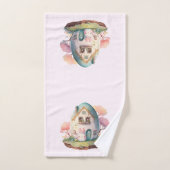 Roze konijn & ei gevormd huis kawaii stijl bad handdoek (Handdoek)