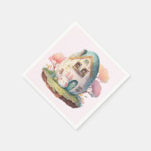 Roze konijn & ei gevormd huis kawaii stijl servet (Hoek)