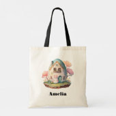 Roze konijn & ei gevormd huis kawaii stijl tote bag (Achterkant)