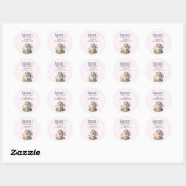 Roze konijn & ei gevormd huis kawaii vibe douche ronde sticker (Vel)