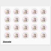Roze Konijn & Eivormig Huis Kawaii Stijl Adres Ronde Sticker (Vel)
