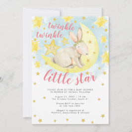 Roze konijn Gold Twinkle Little Star Baby shower Kaart