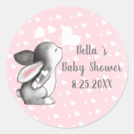 Roze Konijn Hart Confetti Baby Shower Stickers