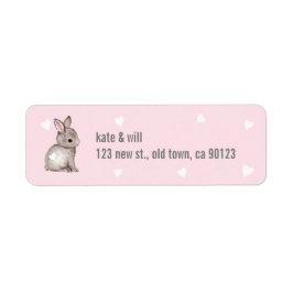 Roze konijn hart retour adres labels
