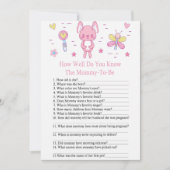 Roze konijn HOE GOED WEET JE baby shower spel? Kaart (Voorkant)