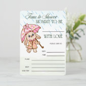 Roze Konijn Invul Baby Shower Uitnodiging (Staand voorkant)
