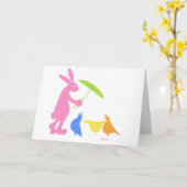 Roze Konijn Kaart (Gele Bloem)