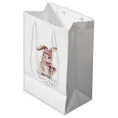 Roze Konijn Kerst Medium Cadeauzakje (Voorkant Gekanteld)