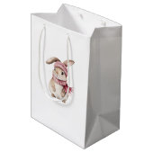 Roze Konijn Kerst Medium Cadeauzakje (Achterkant Gekanteld)