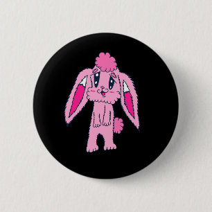 Roze Konijn Knop Ronde Button 5,7 Cm