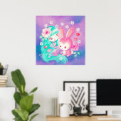 Roze Konijn Liefde Poster (Thuiskantoor)
