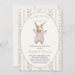 Roze Konijn Meisje Baby Shower Kaart