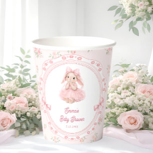 Roze Konijn Meisje Baby Shower Papieren Bekers