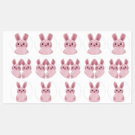 Roze konijn met bril labels