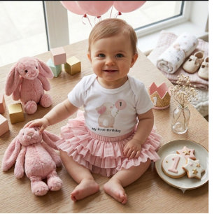 Roze Konijn M'n Eerste Verjaardag Baby Body Scha Romper