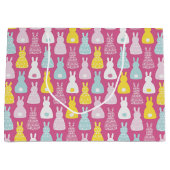 Roze konijn Pasen Verjaardag Groot Cadeauzakje (Voorkant)