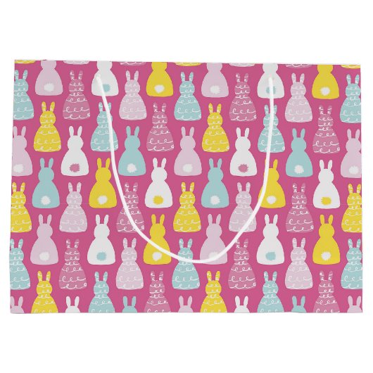 Roze konijn Pasen Verjaardag Groot Cadeauzakje (Achterkant)