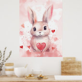 Roze Konijn Pastel Super Schattig harten Bruine Og Poster (Keuken)