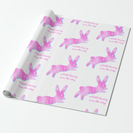 Roze Konijn Silhouet Mooie Aangepaste Meisje Baby Cadeaupapier