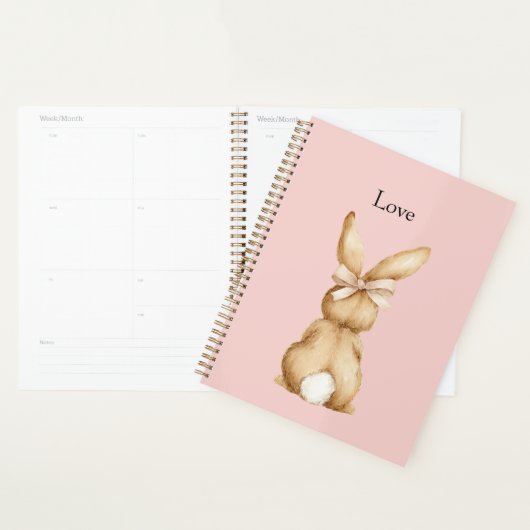 Roze Konijn Strik Witte Staart Planner (Display)