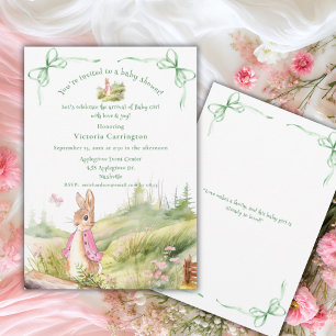 Roze Konijn Strikjes Whimsical Baby Shower Kaart