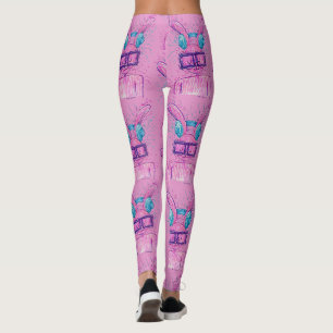 Roze Konijn Verdwaald in Muziek Leggings